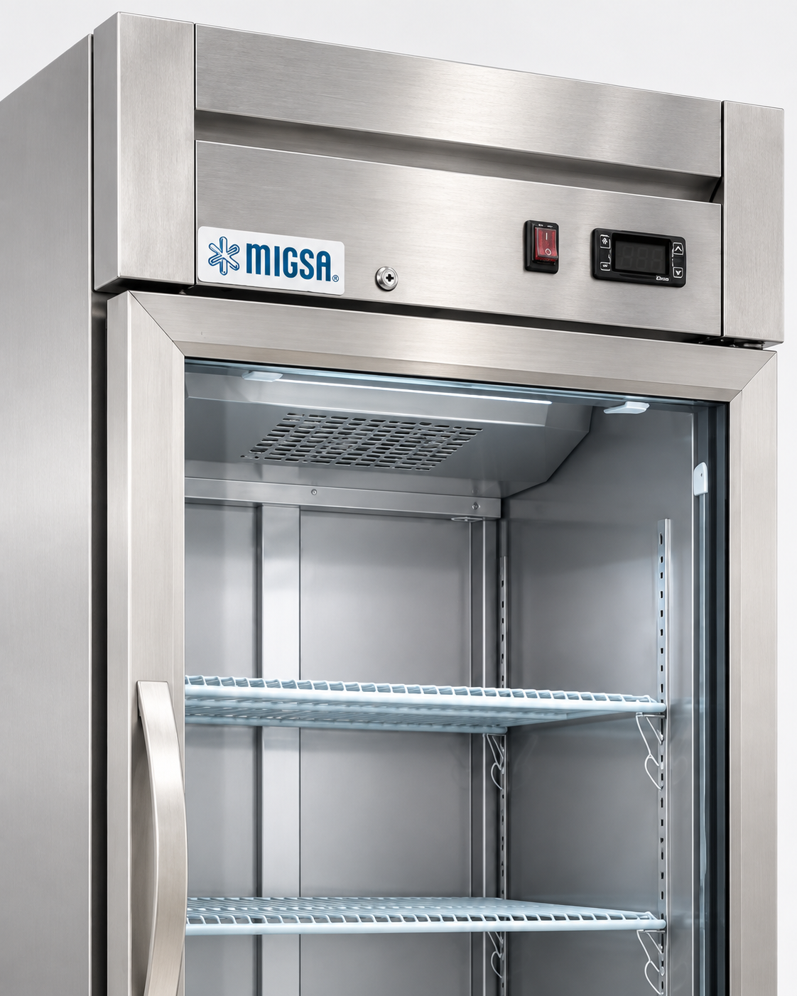 Refrigerador Vertical MIGSA UR-27C-1G | 23 pies³ | 1 Puerta de Cristal | 650 L
