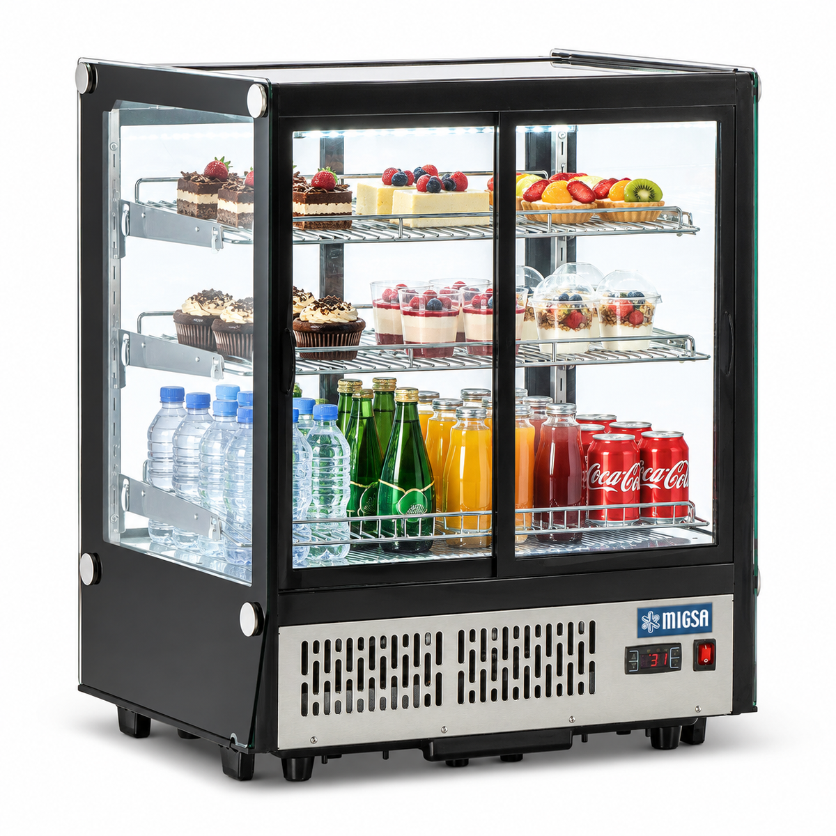 Vitrina Refrigerada MIGSA CW-145 | 145 L | Cristal Recto | 4 Niveles | 110 V