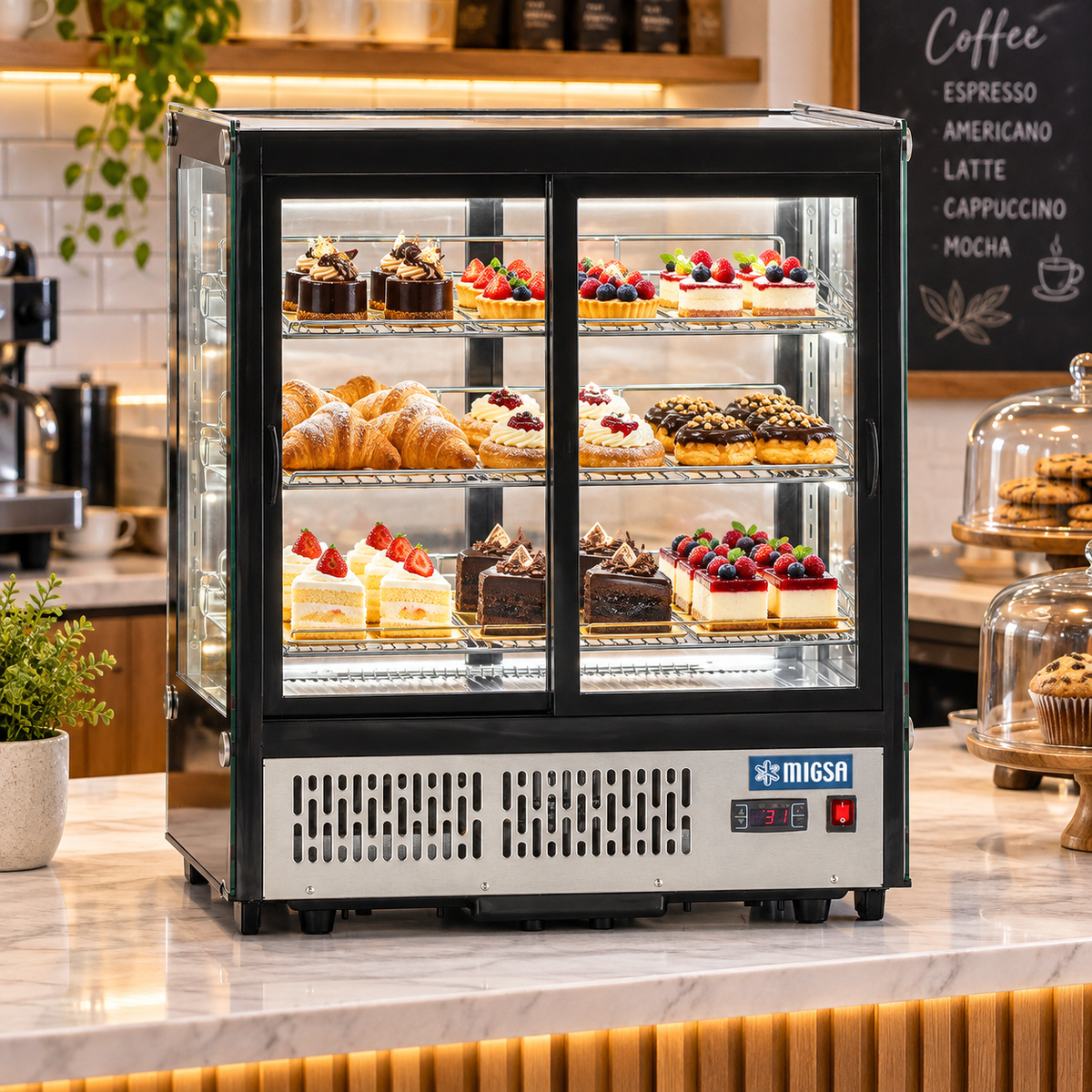 Vitrina Refrigerada MIGSA CW-145 | 145 L | Cristal Recto | 4 Niveles | 110 V